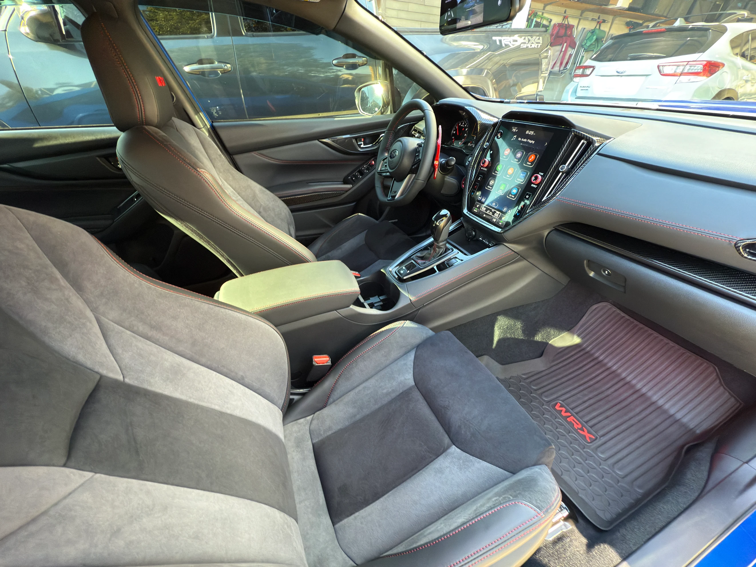 Blue Subaru interior view