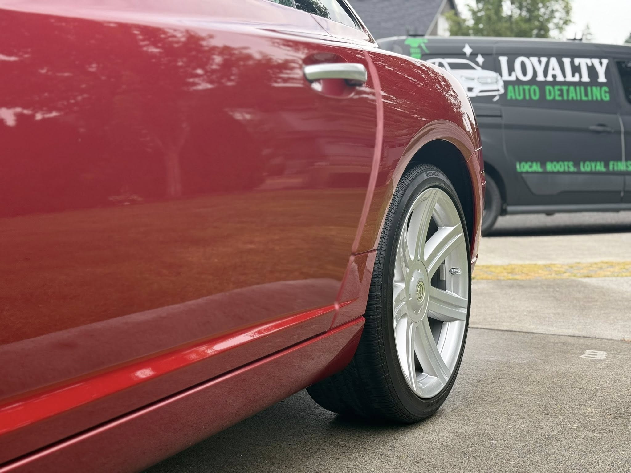 Red car side with detailing van