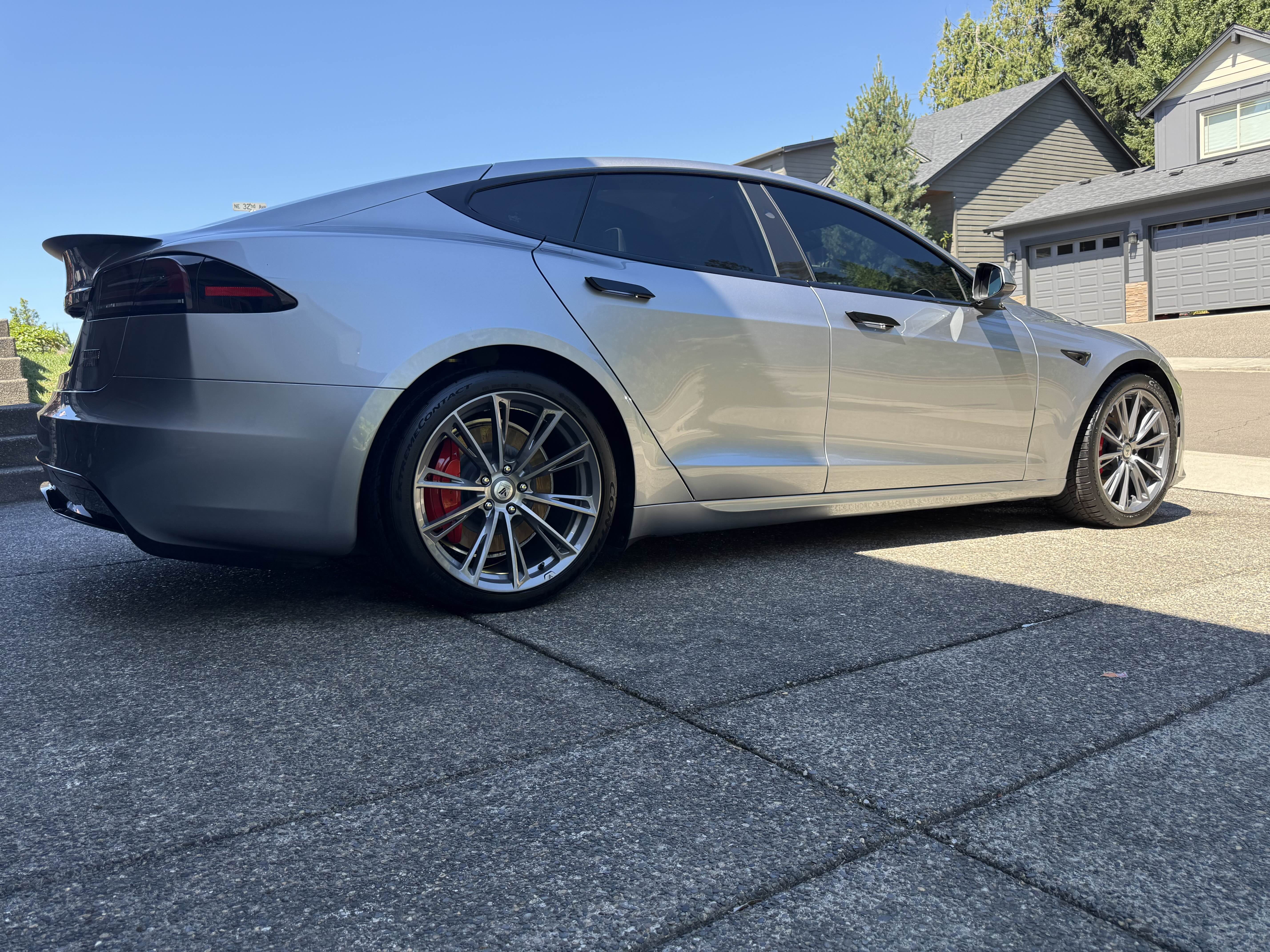 Detailed silver Tesla Model S
